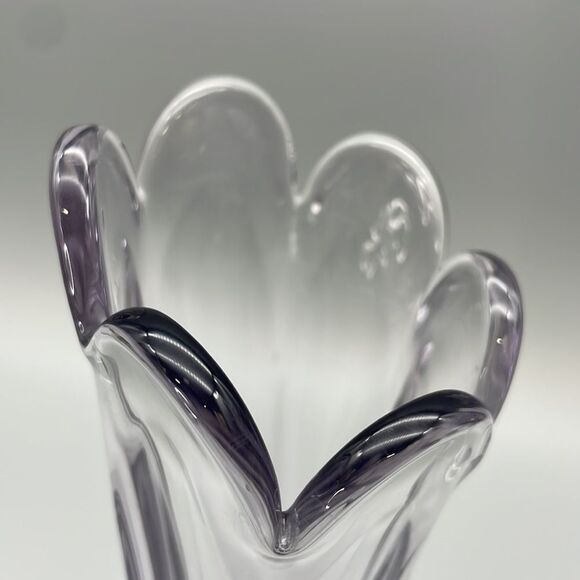 Vintage Amethyst Glass Vase Six Paneled Art Nouveau Imperial Glass Purple Lilac - Picture 12 of 16